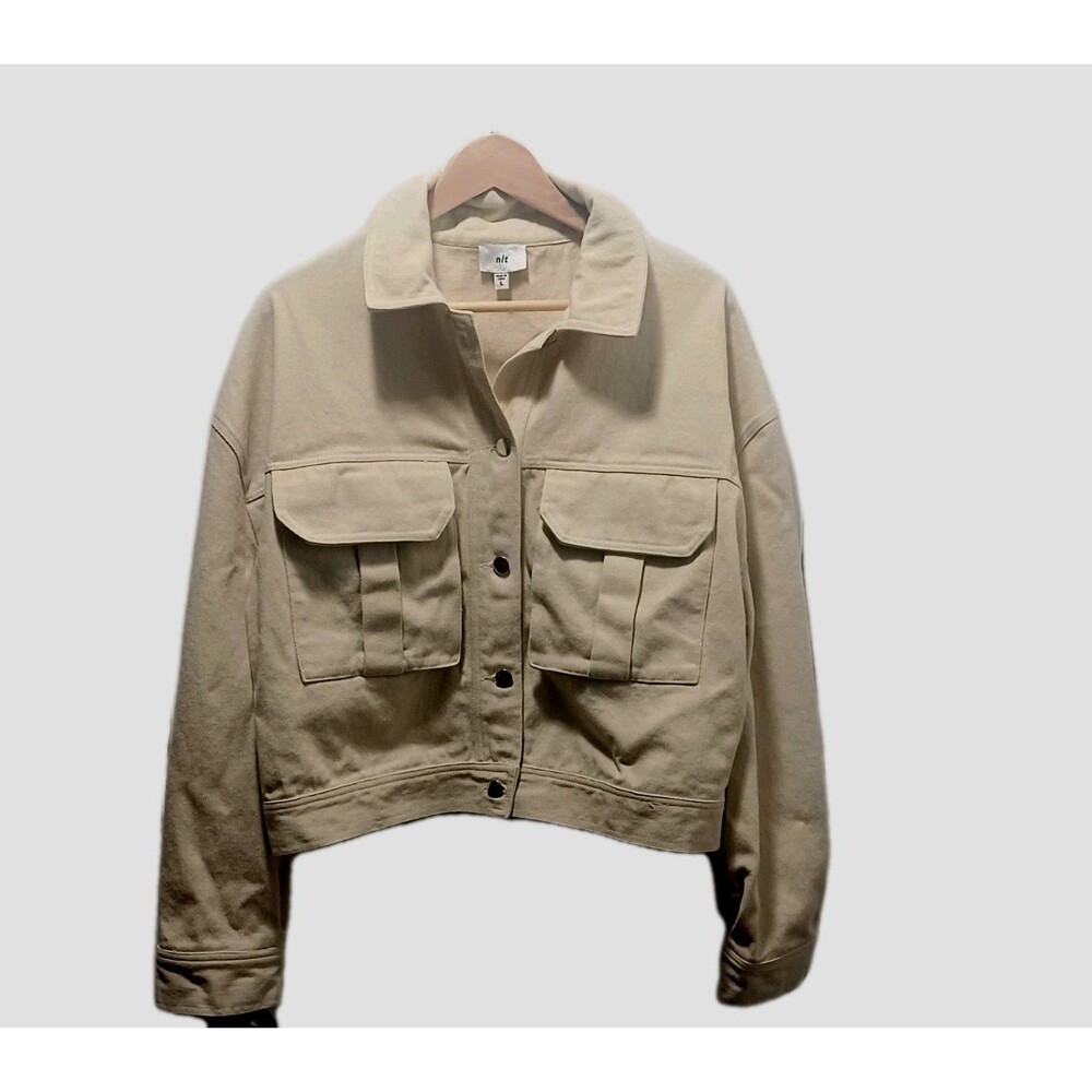 NLT women's Beige 100% cotton Denim Jean Jacket  Size Large